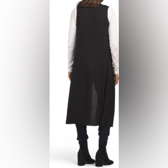 Women’s TAHARI beige Merino Wool blend Duster Vest Sz‎ medium - Picture 14 of 15